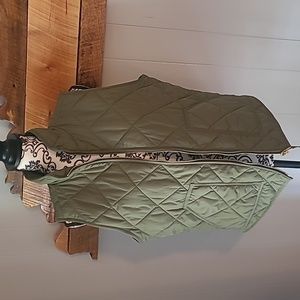 J Crew olive green quilted vest jacket sz large